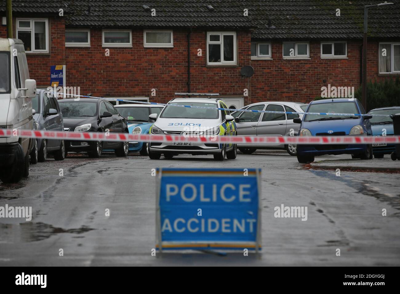 Polizeiunfallschild, Nottingham, Donnerstag, 3. Dezember 2020. Stockfoto