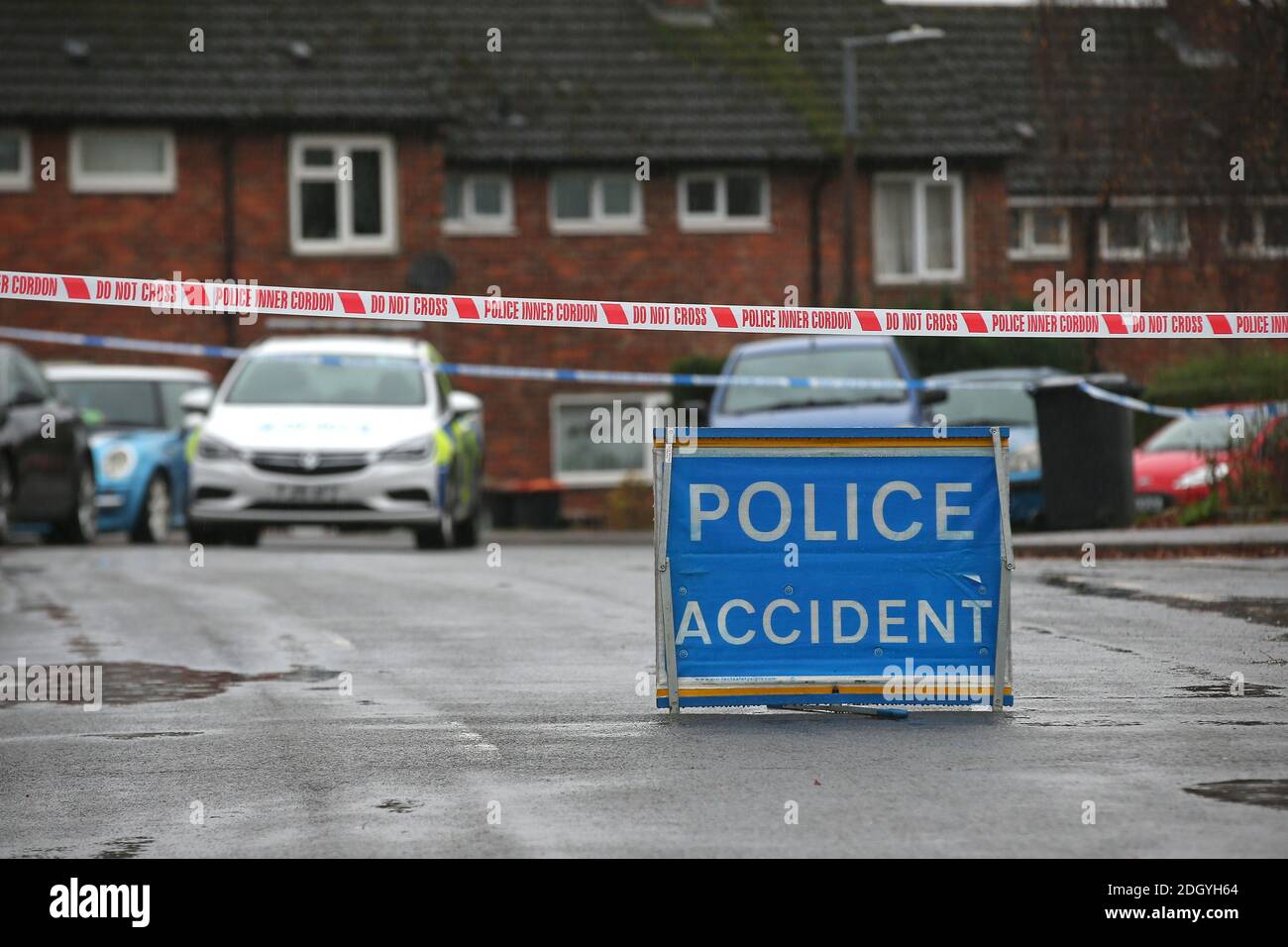 Polizeiunfallschild, Nottingham, Donnerstag, 3. Dezember 2020. Stockfoto