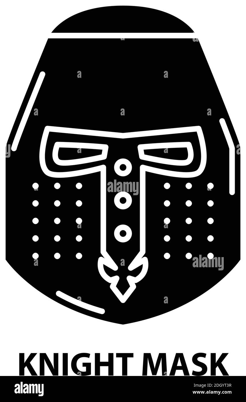 knight-Maske-Symbol, schwarzes Vektorzeichen mit editierbaren Konturen, Konzeptdarstellung Stock Vektor