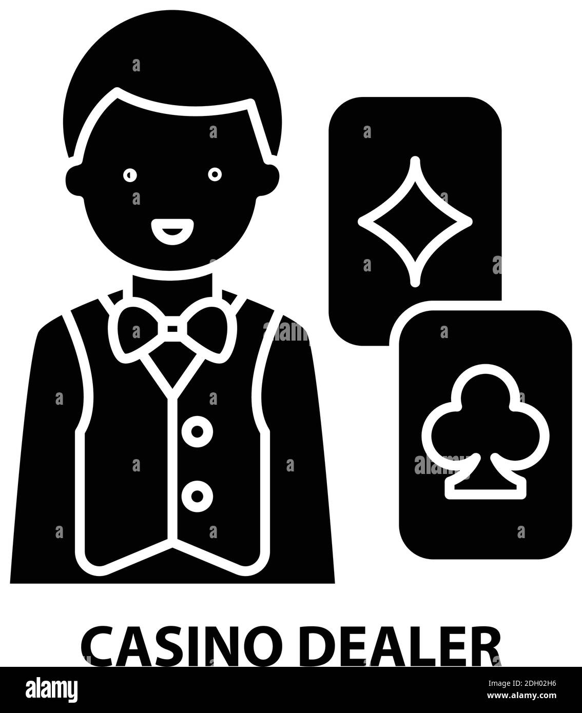 casino Dealer Icon, schwarzes Vektorzeichen mit editierbaren Striche, Konzeptdarstellung Stock Vektor