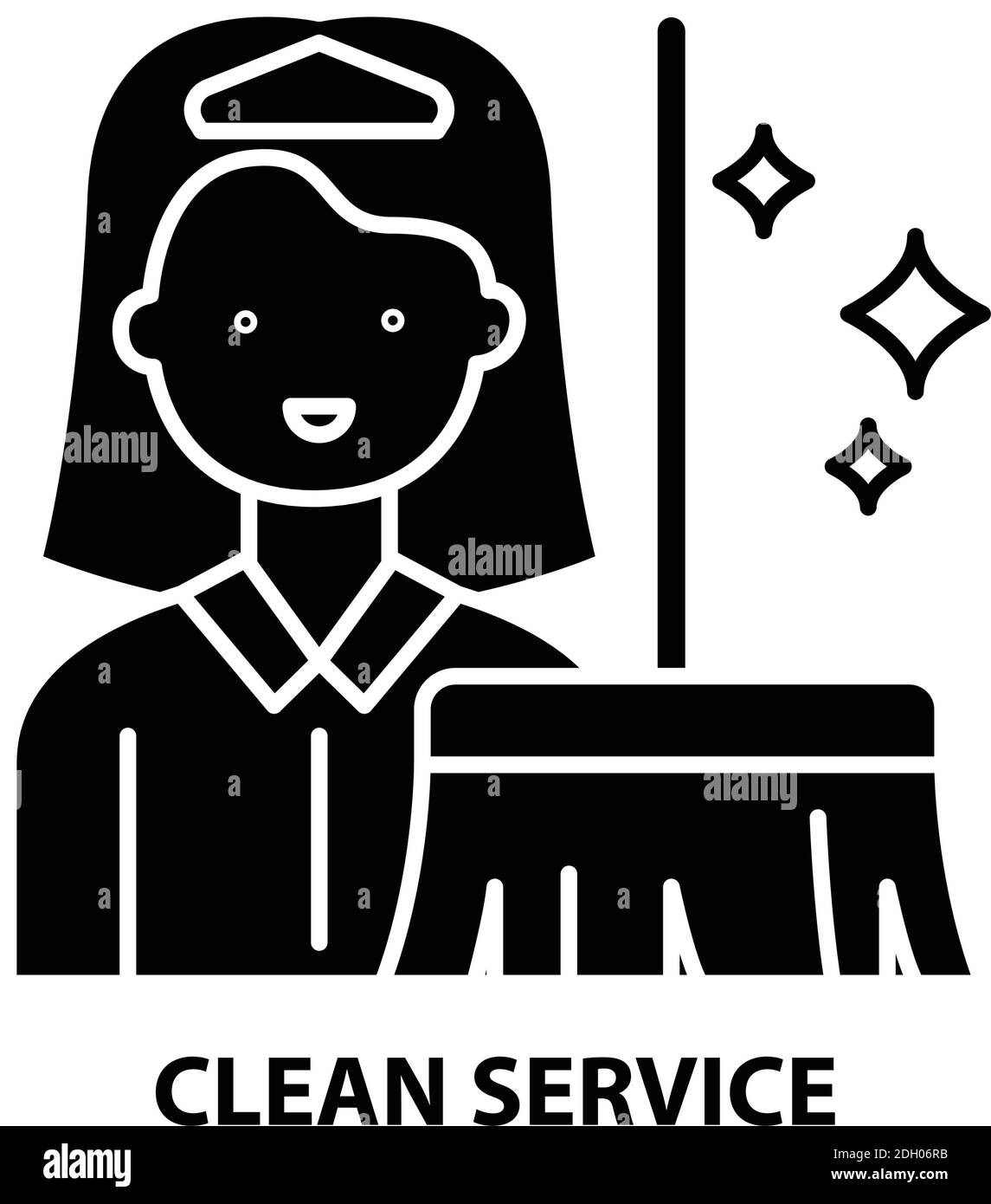 Clean Service Icon, schwarzes Vektorzeichen mit editierbaren Konturen, Konzeptdarstellung Stock Vektor