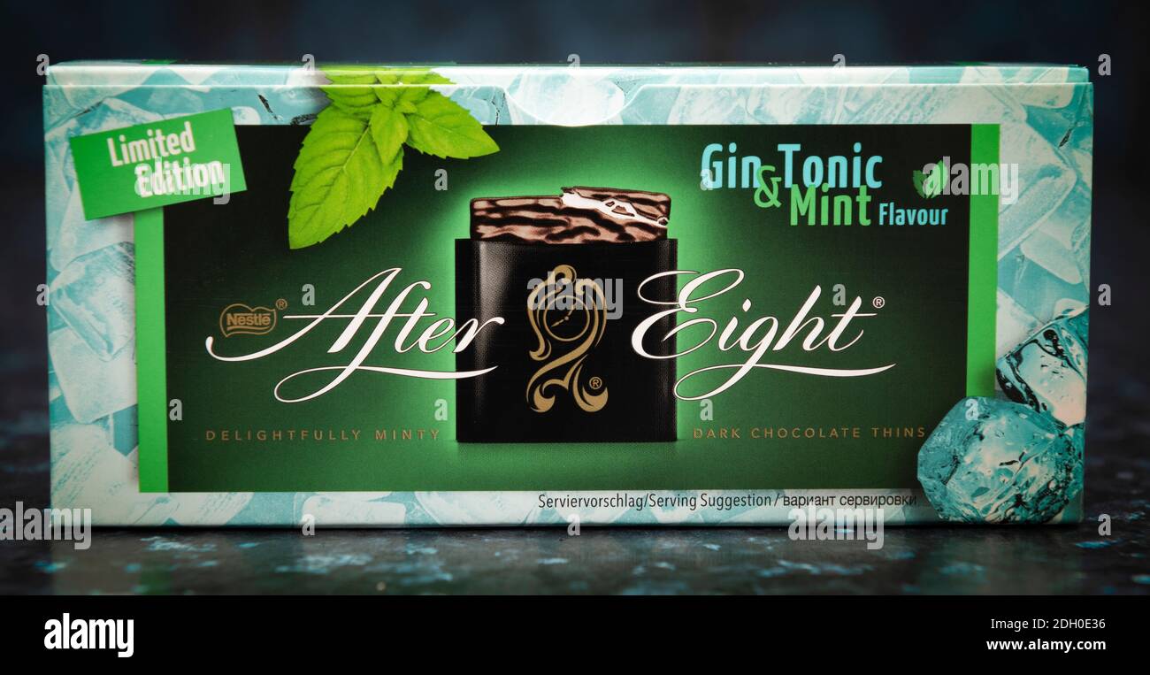Nach acht Gin und Tonic Mint Geschmack limitierte Auflage Einzelhandel paket Stockfoto
