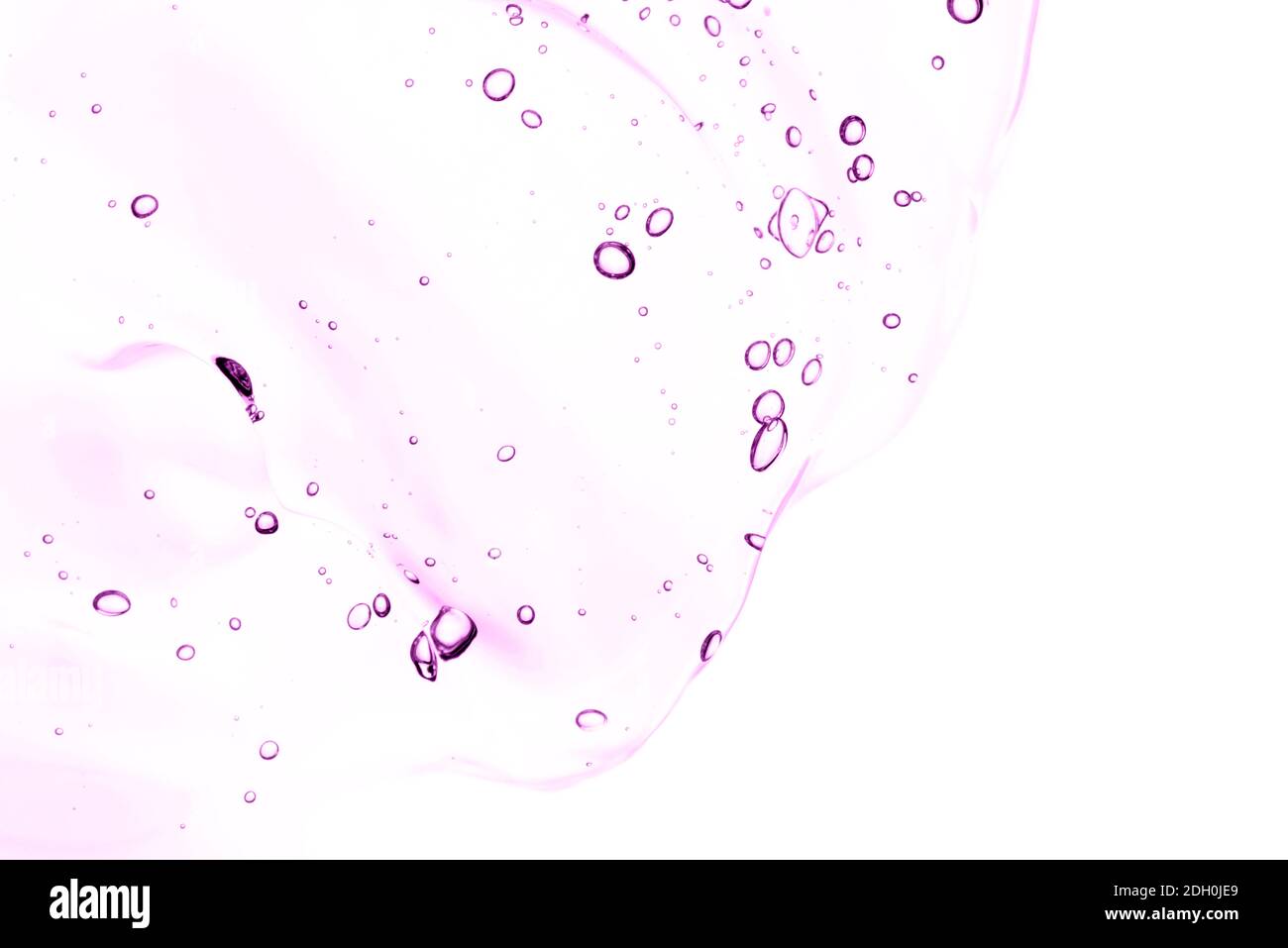 Transparentes rosa Gel auf weißem Hintergrund. Stockfoto