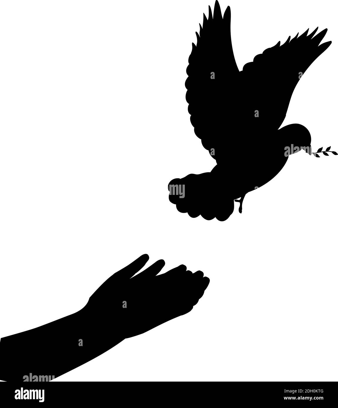 Silhouette Hande Freigabe Taube Symbol Des Friedens Und Der Freiheit Symbol Fur Die Abbildung Stock Vektorgrafik Alamy