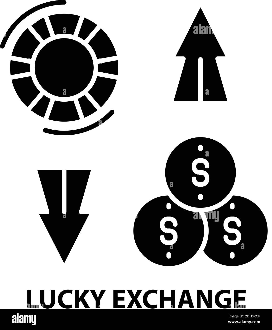 Lucky Exchange Icon, schwarzes Vektorzeichen mit editierbaren Striche, Konzeptdarstellung Stock Vektor