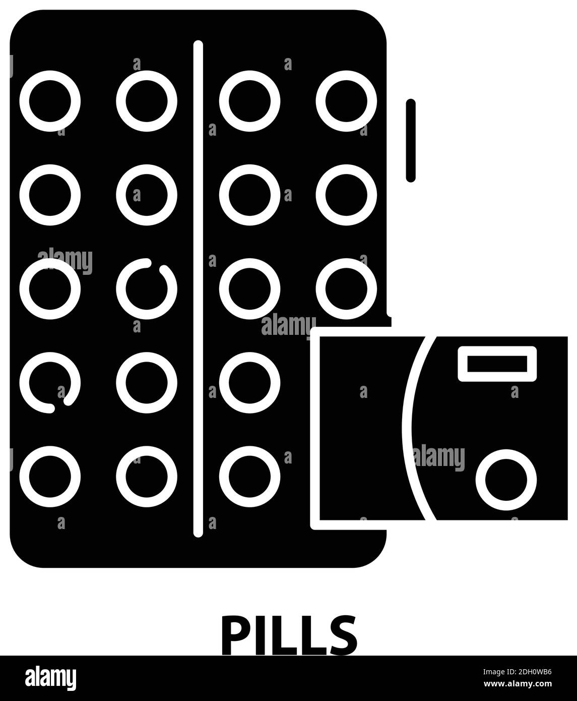 Pillen-Symbol, schwarzes Vektorzeichen mit editierbaren Striche, Konzeptdarstellung Stock Vektor