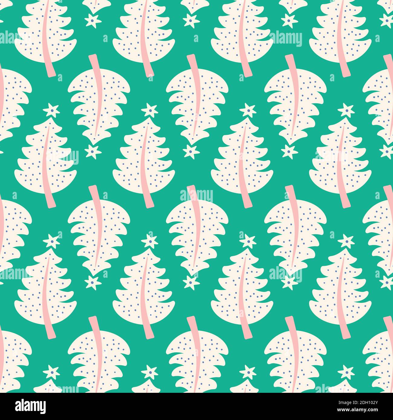 Weihnachtsbaum Muster Hintergrund-Design, niedlich saisonale Vektor nahtlose Wiederholung von festlichen Bäumen und Sternen. Abbildung „Feiertage“. Stock Vektor