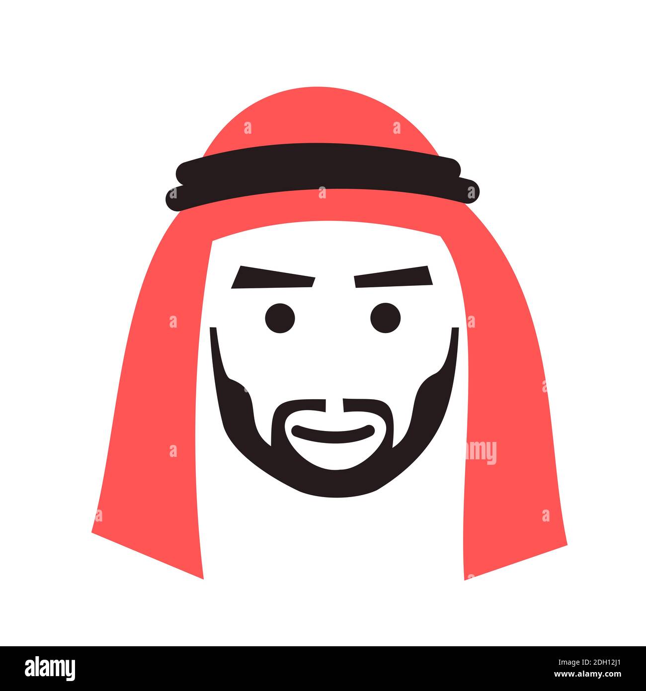 Mann trägt Schal und Kopftuch - modisches Accessoire für Männer im Nahen Osten. Vektorgrafik Stockfoto