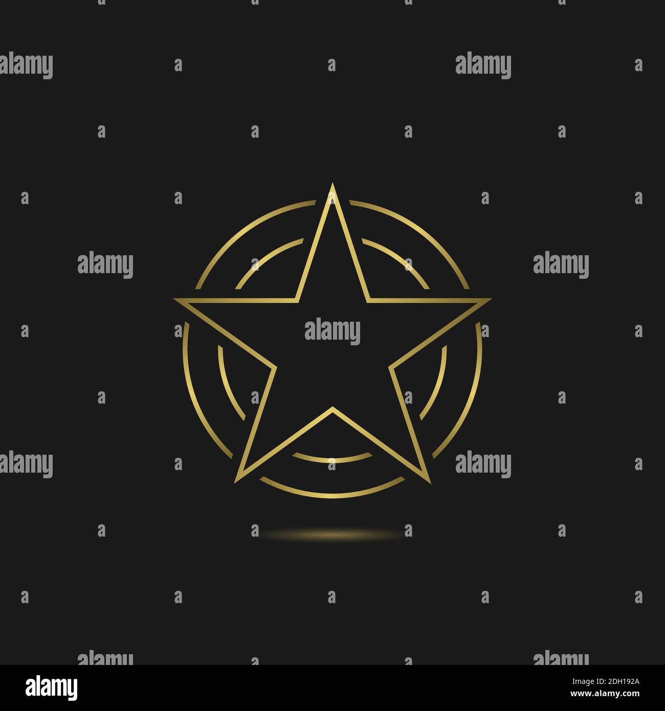 Goldener Stern auf schwarzem Hintergrund Stock Vektor