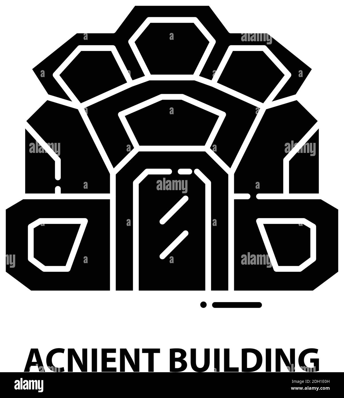 Aknient Gebäude Symbol, schwarze Vektor-Zeichen mit editierbaren Konturen, Konzept Illustration Stock Vektor