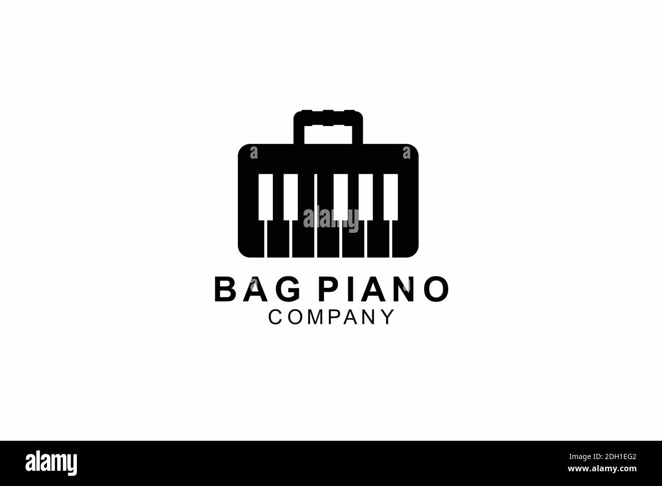 Tasche und Klavier Logo Vorlage Design. Symbol Illustration. Stock Vektor