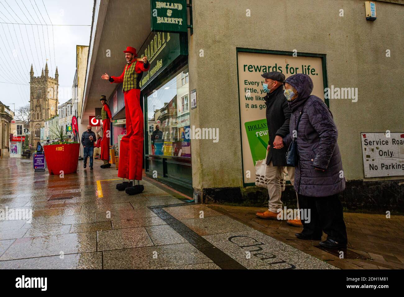 St Austell, Cornwall, Großbritannien. 09/12/2020. St Austell Einkaufszentrum während einer dreiwöchigen Sperre vor Weihnachten 2020. Stockfoto