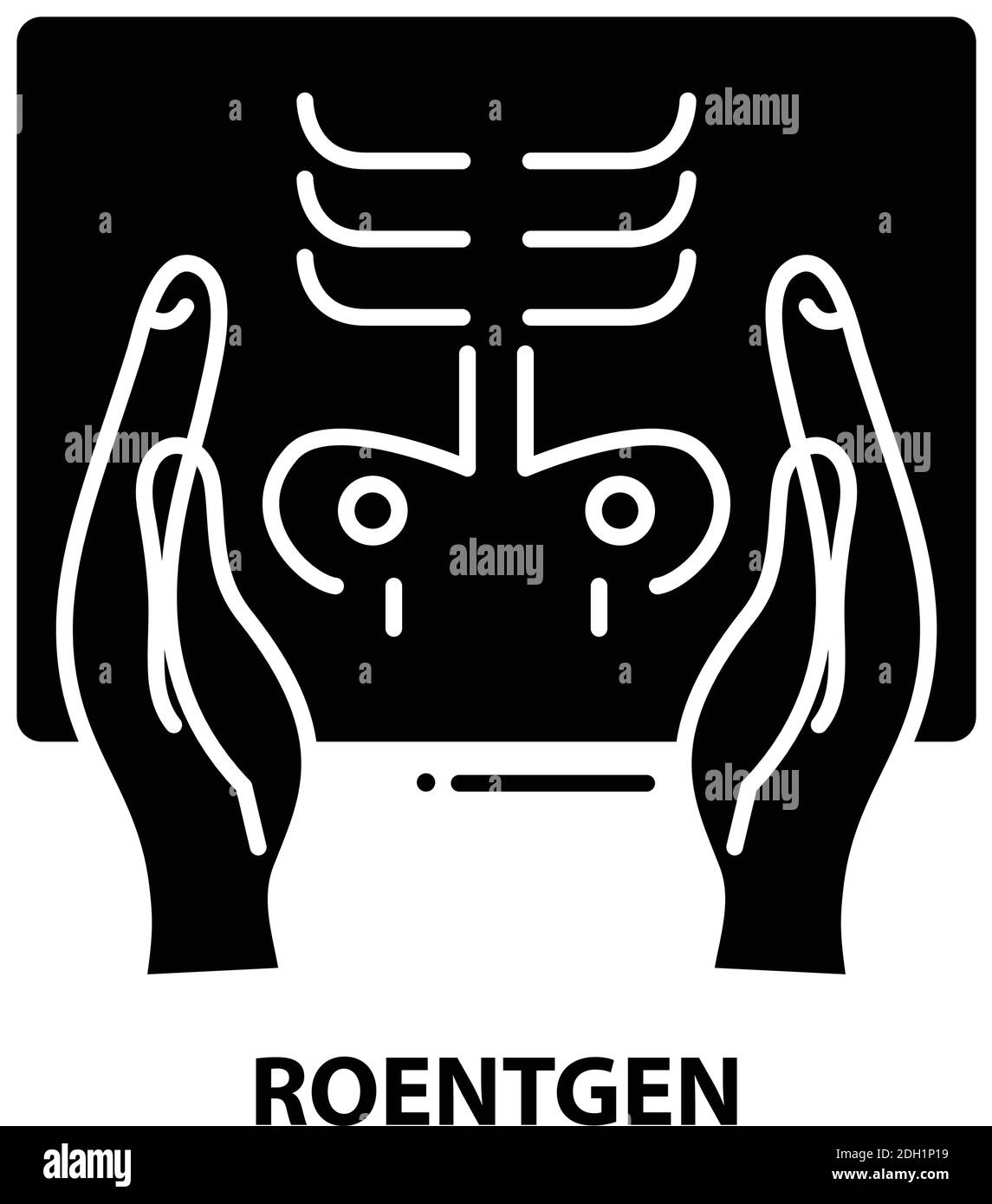 roentgen-Symbol, schwarzes Vektorzeichen mit editierbaren Konturen, Konzeptdarstellung Stock Vektor