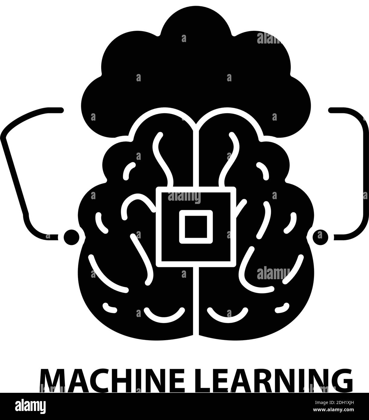 Symbol für maschinelles Lernen, schwarzes Vektorzeichen mit editierbaren Konturen, Konzeptdarstellung Stock Vektor