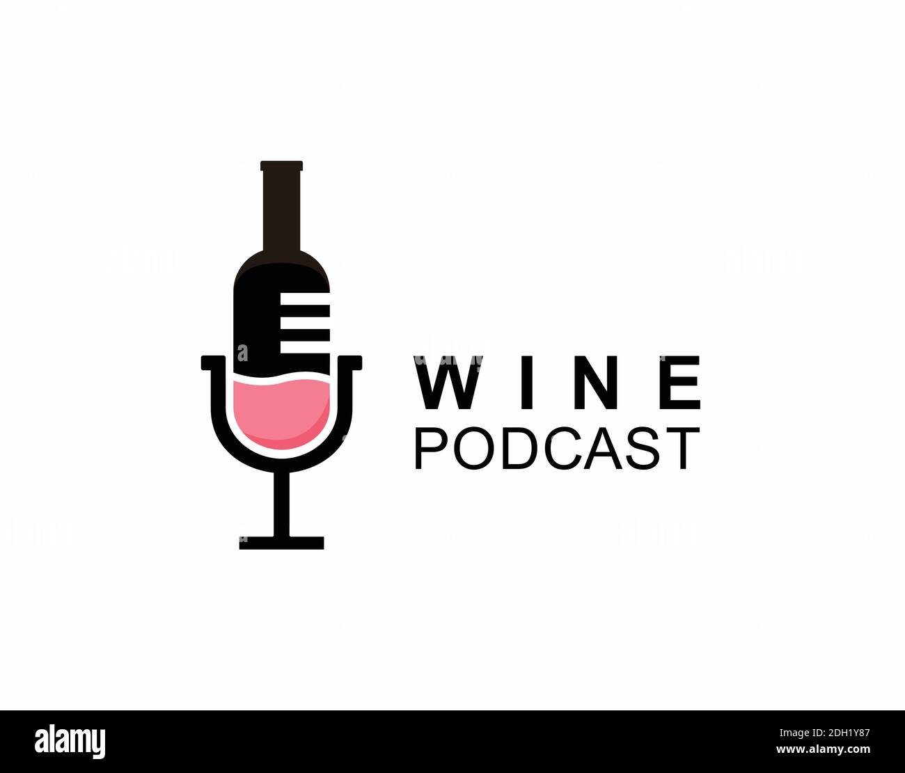 Schlacht Wein und Podcast Logo Symbol Designs Stock Vektor