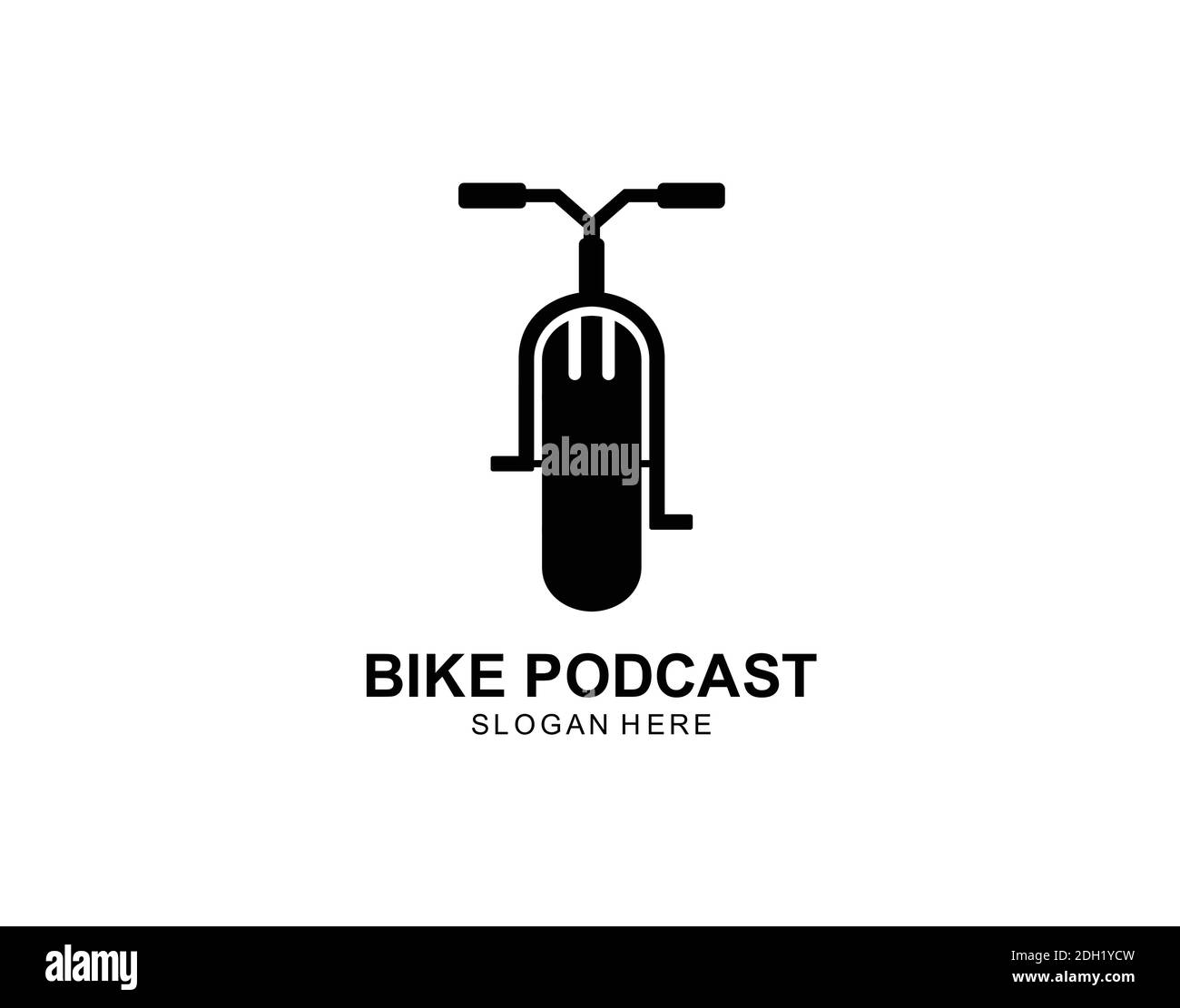 Bikers Podcast Logo Design Vorlage . Podcast Bike Logo Design Schwarz Stock Vektor