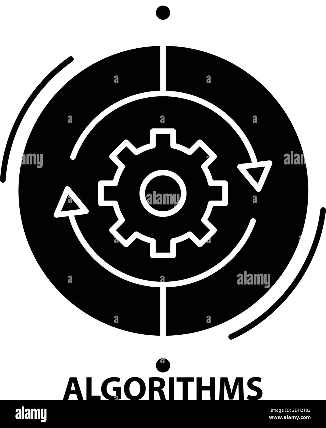 Algorithmen-Symbol, schwarzes Vektorzeichen mit editierbaren Konturen, Konzeptdarstellung Stock Vektor
