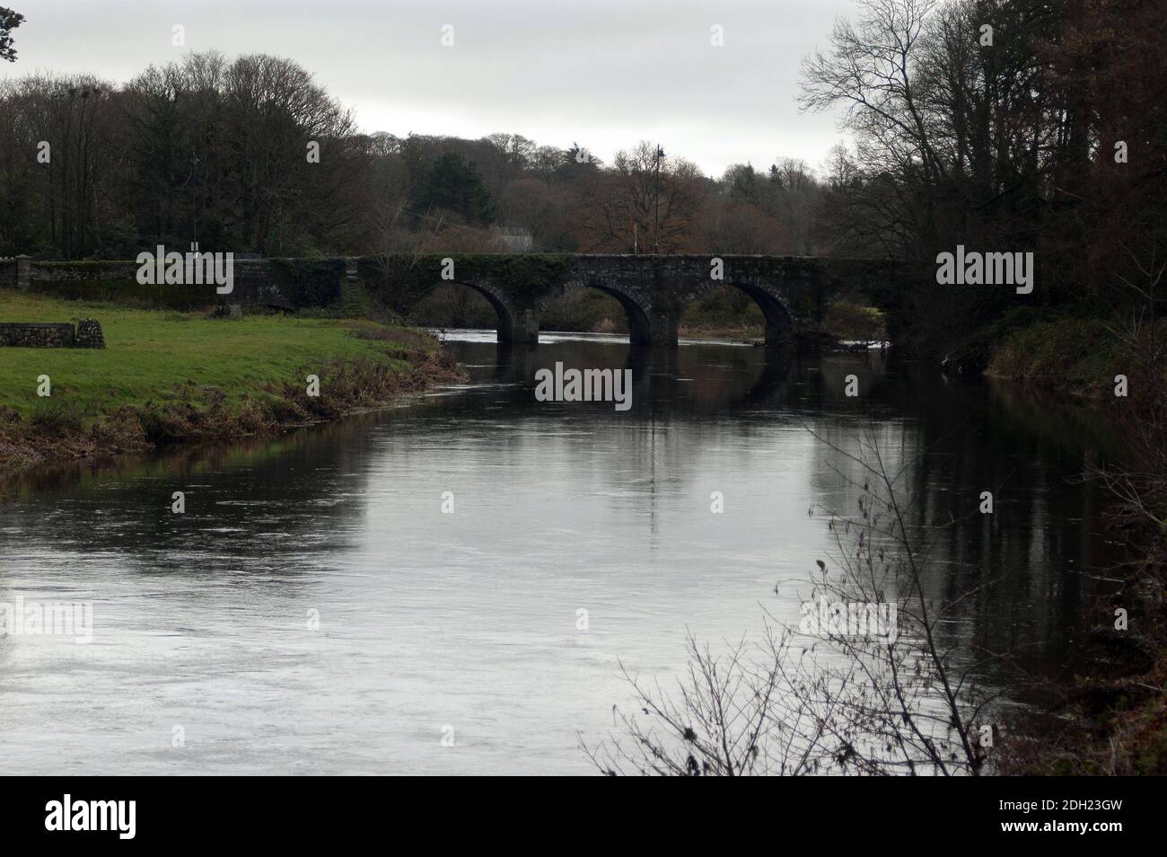 Der Fluss Slaney fließt unter der Brücke von Bundlody, County Wexford, Irland, Europa Stockfoto