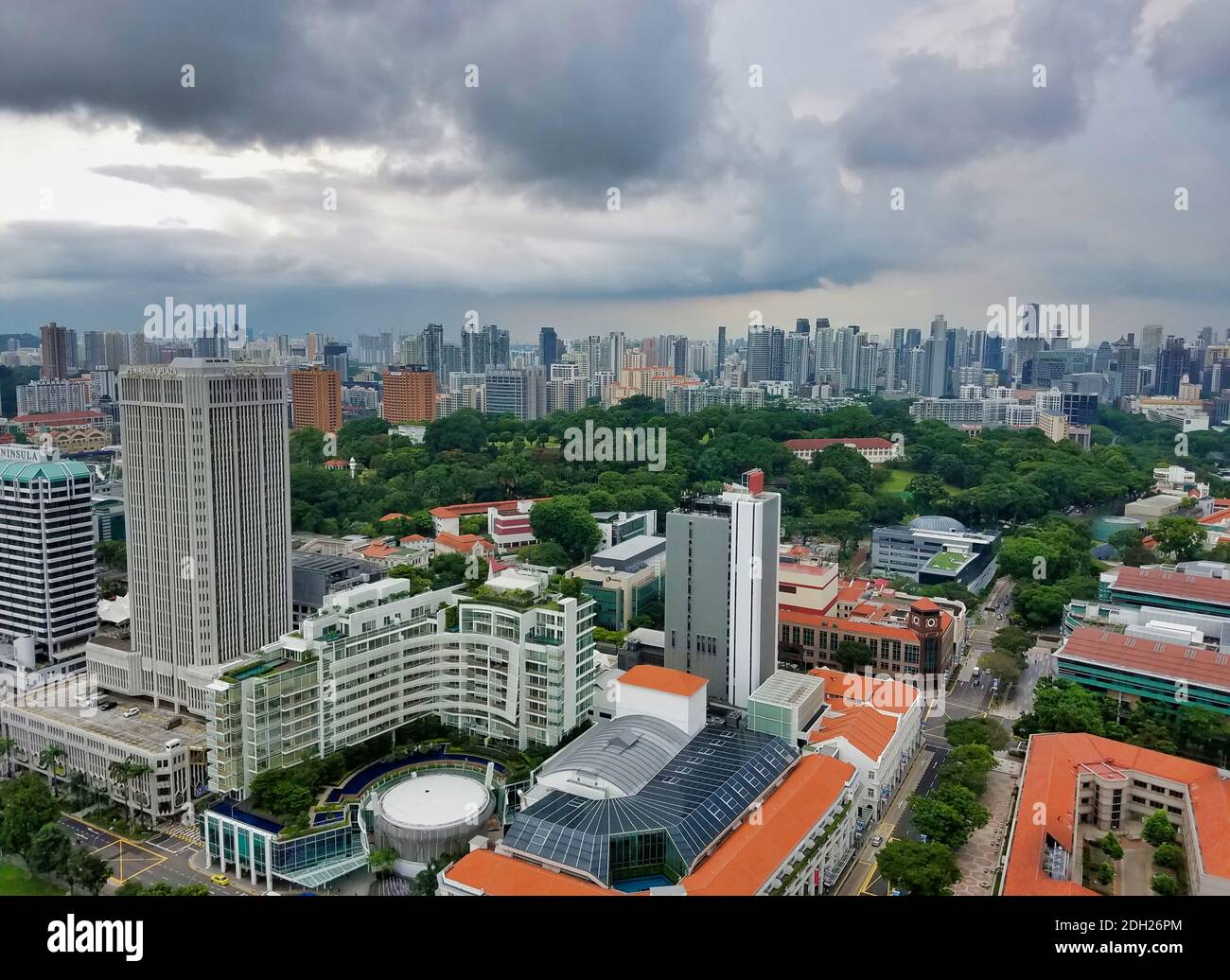 SINGAPUR - 7. Mai 2017: Luftpanorama über die Wohnseite der Stadt. Stockfoto