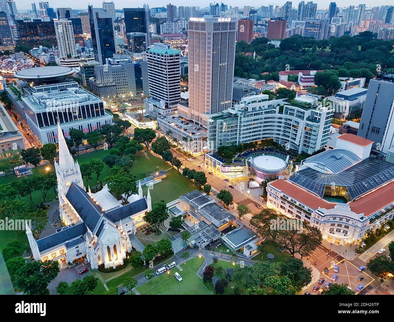 SINGAPUR - 7. Mai 2017: Luftpanorama über die Wohnseite der Stadt. Stockfoto