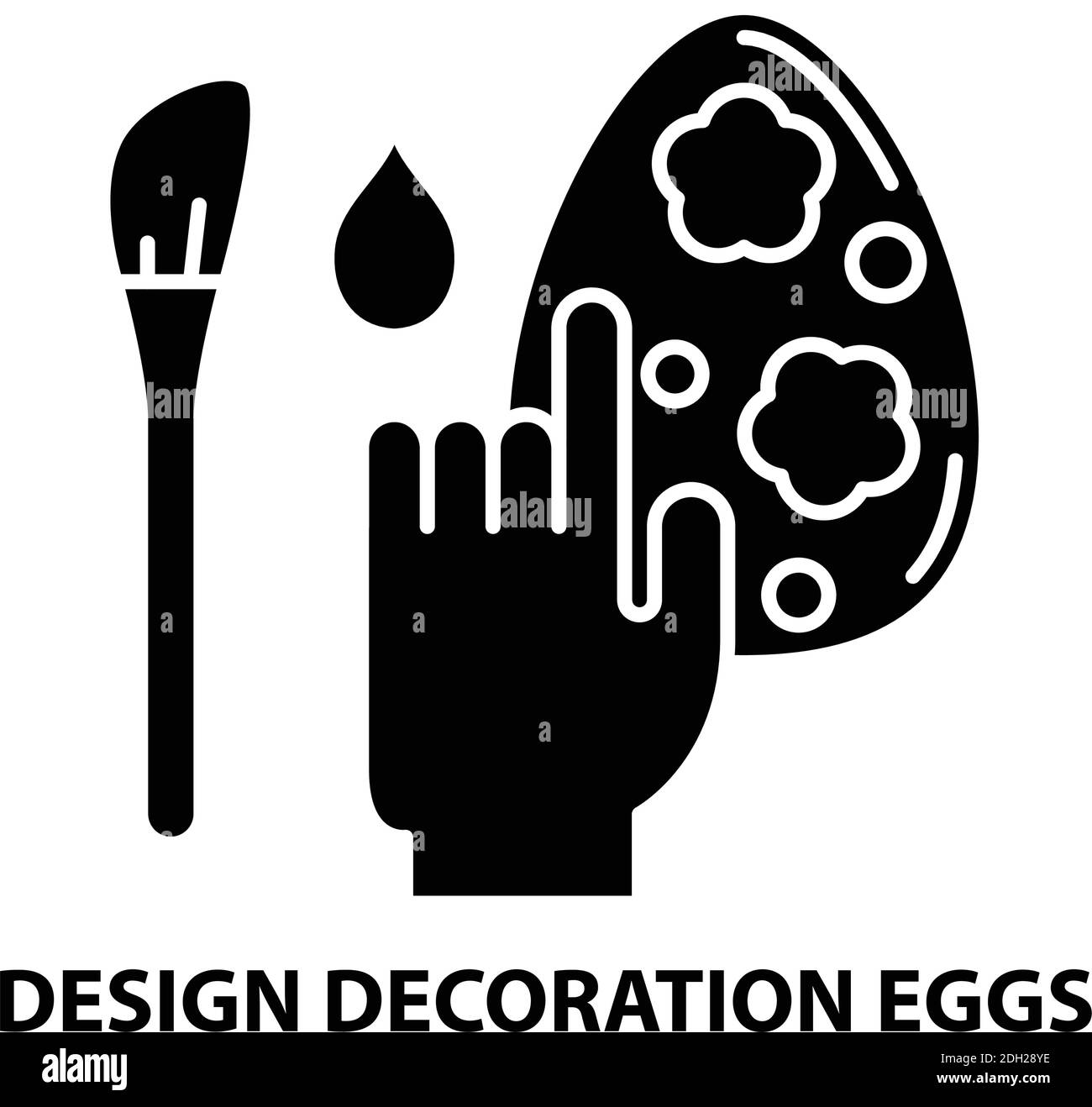 Design Dekoration Eier Symbol, schwarz Vektor-Zeichen mit editierbaren Striche, Konzept Illustration Stock Vektor