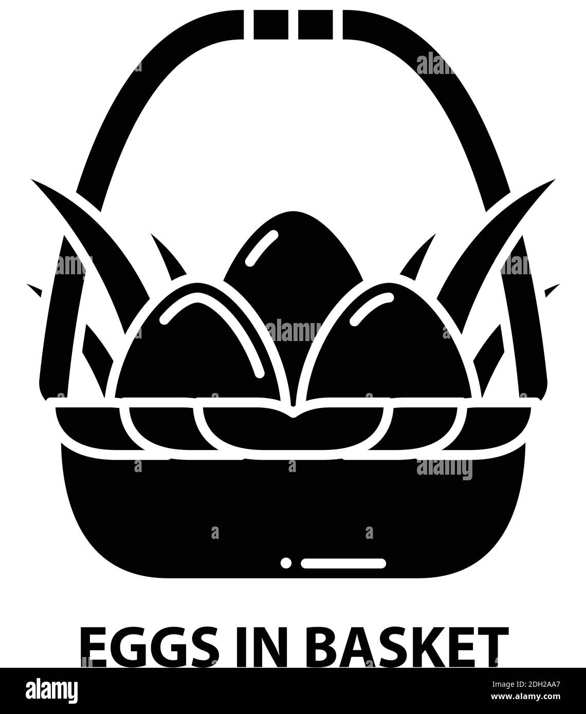 Eier im Korb-Symbol, schwarzes Vektorzeichen mit editierbaren Striche, Konzeptdarstellung Stock Vektor
