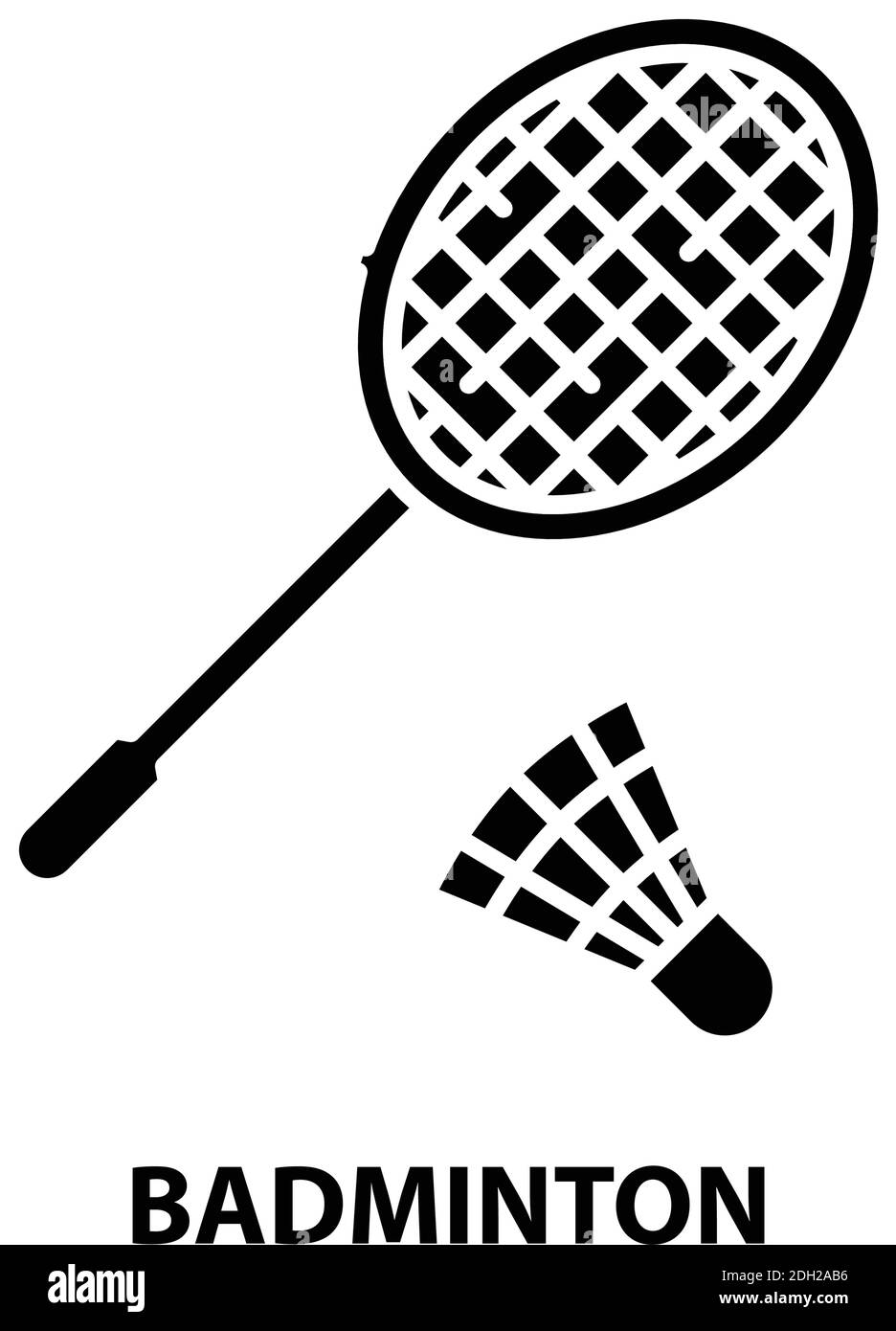 Badminton-Symbol, schwarzes Vektorzeichen mit editierbaren Striche, Konzeptdarstellung Stock Vektor