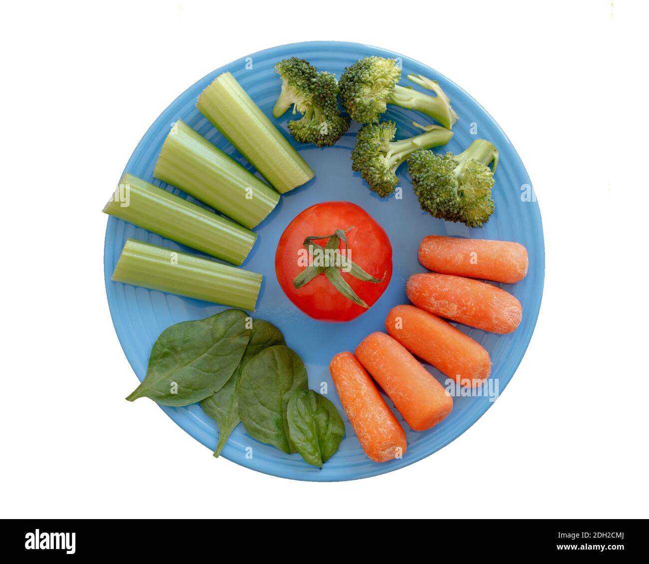 Teller Gemüse isoliert auf weiß Stockfoto