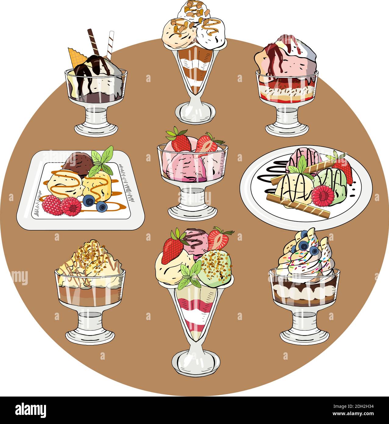 Vektor-Illustration Set von Eis auf weißem Hintergrund. Handgezeichnete Elemente Stock Vektor