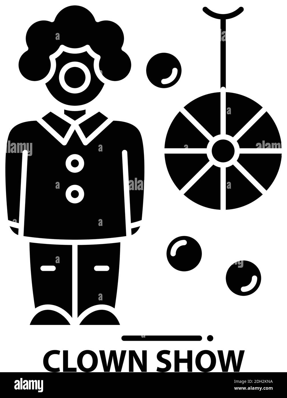 Clown-Show-Symbol, schwarzes Vektorzeichen mit editierbaren Striche, Konzeptdarstellung Stock Vektor