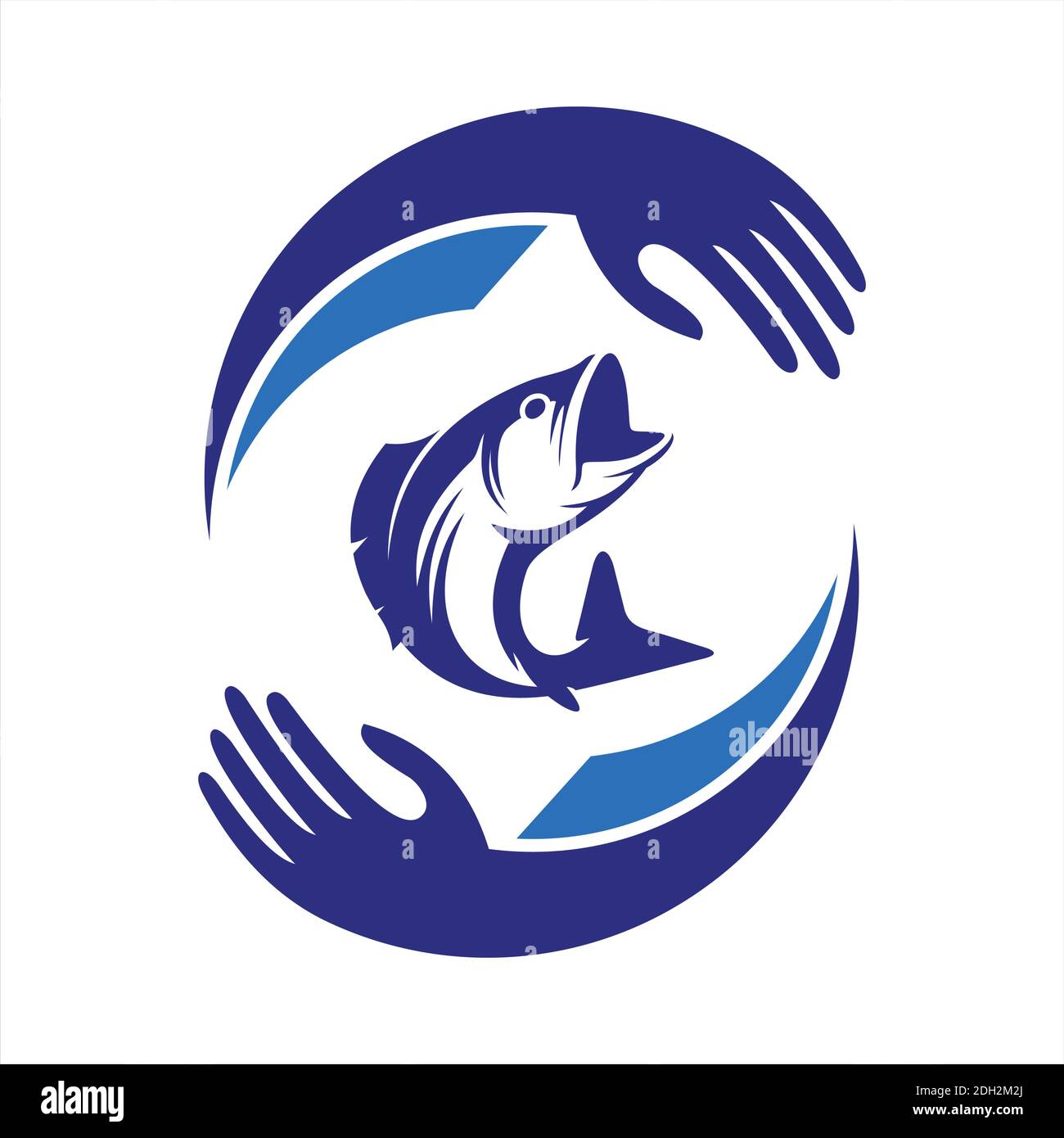 Hand Fisch speichern Fisch Symbol Logo Vektor flach Konzept Design Stock Vektor