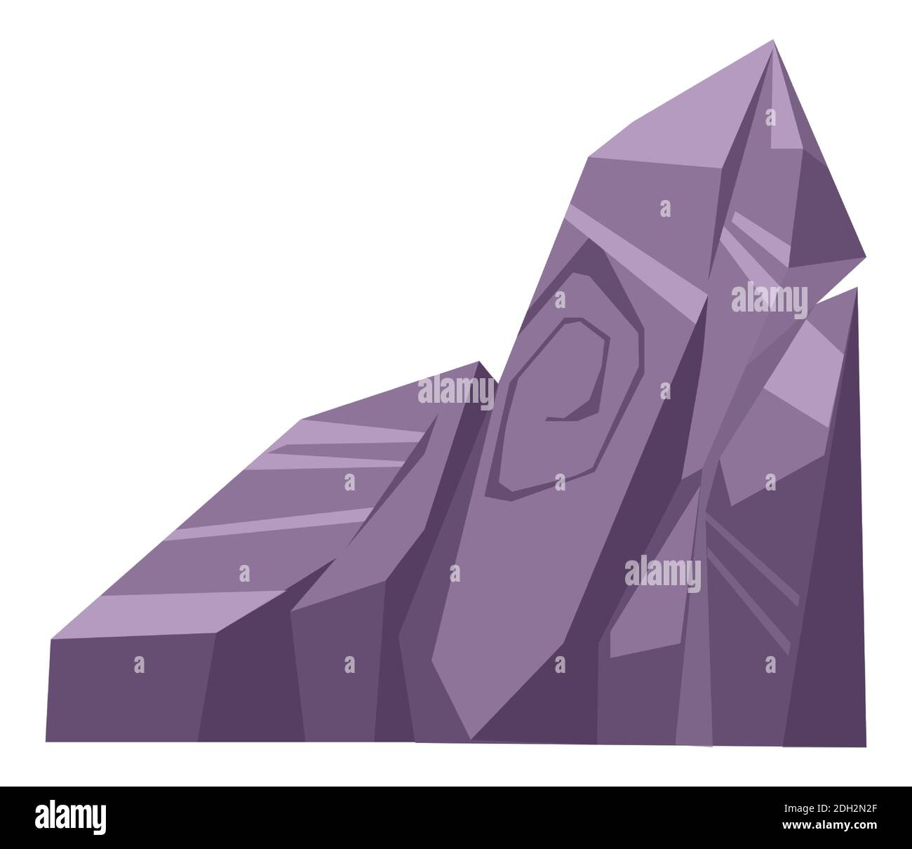 Riesiger Hügel mit grünem Gras, grauem Steinblock oder Rock Cartoon Vektor Illustration, Landschaft Element Stock Vektor