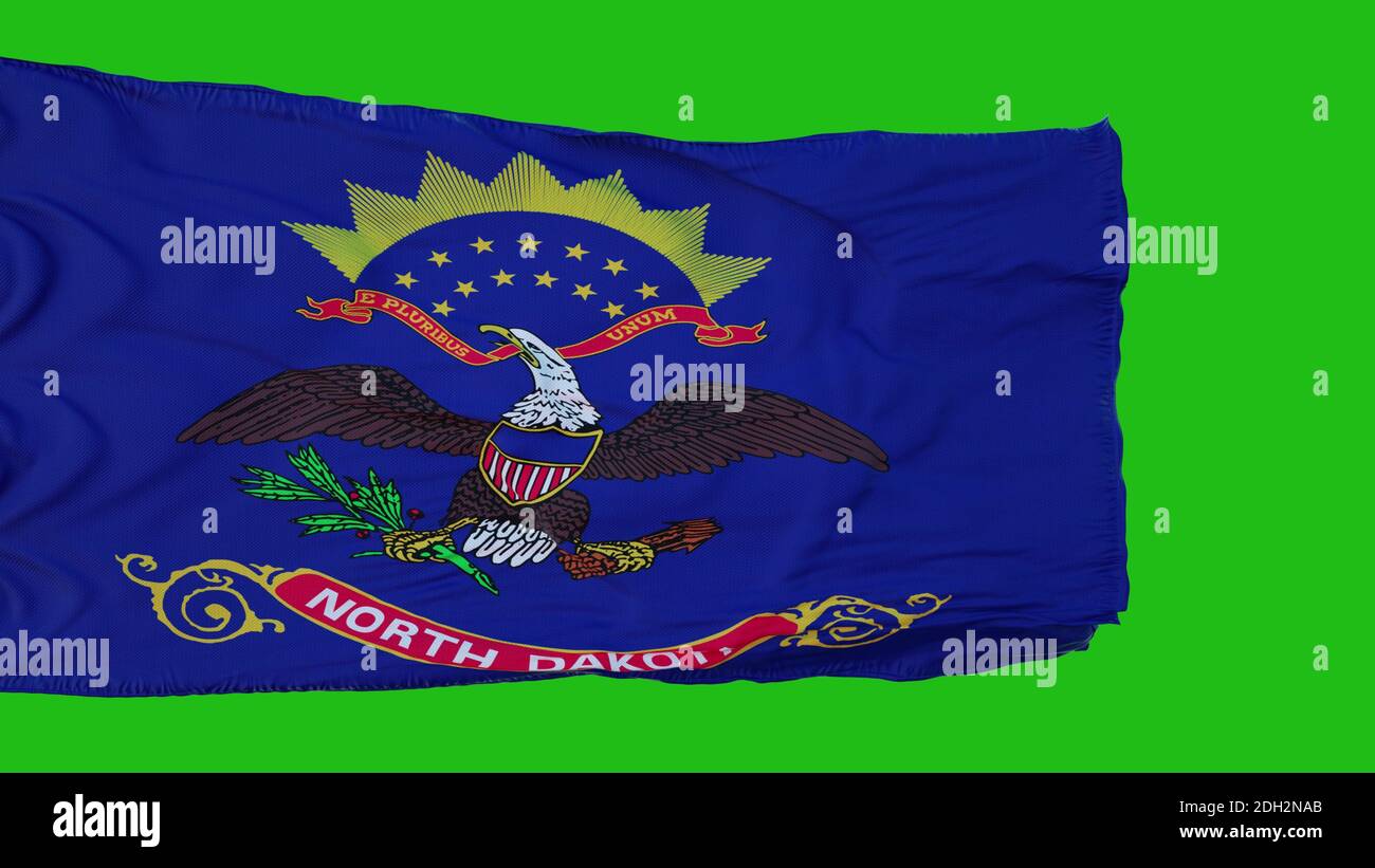 Flagge von North Dakota auf dem grünen Bildschirm. Perfekt für Ihren eigenen Hintergrund mit grünem Bildschirm. 3d-Rendering Stockfoto
