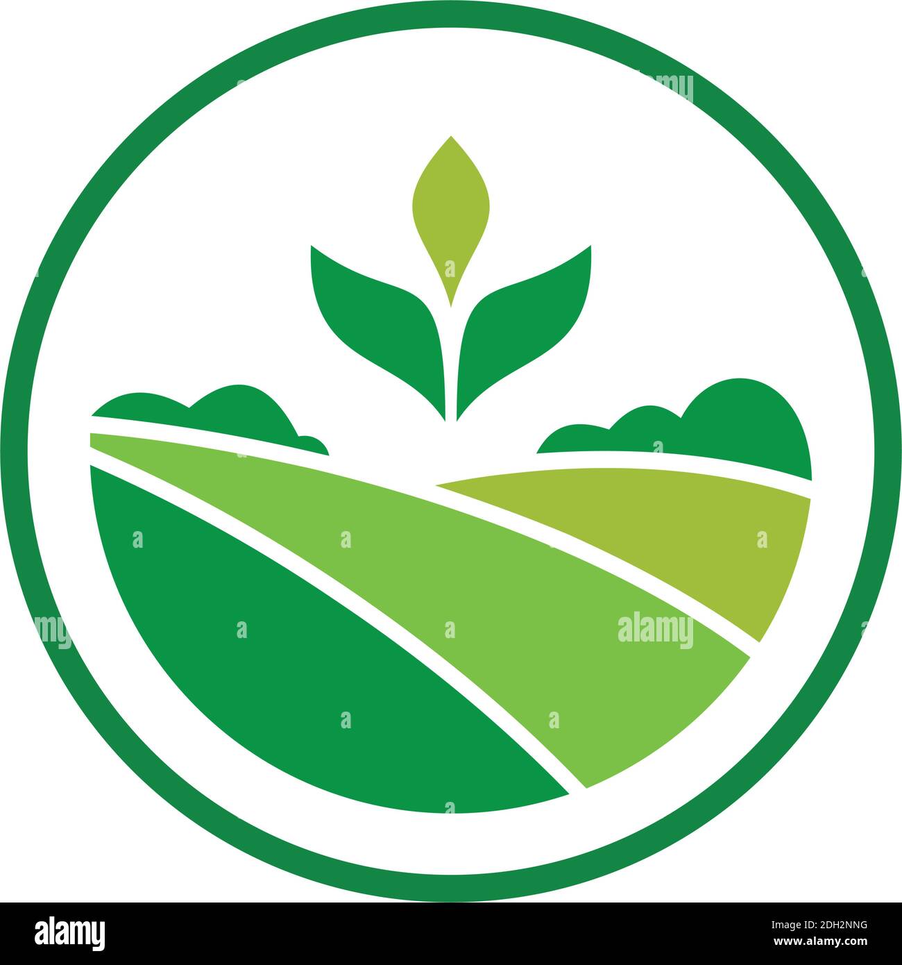 Grüne Plantage Bauernhof Anwesen Symbol flach Logo Vektor Konzept Design Stock Vektor