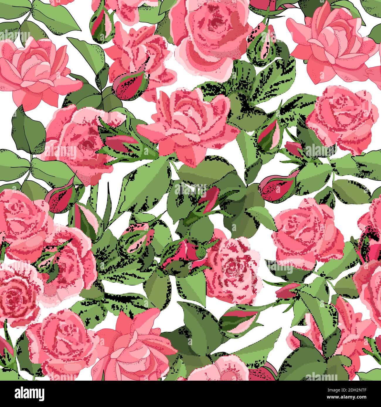 Nahtloses Rosenmuster. Hervorragend geeignet für Stoff, Tapete, Geschenkboxen, Hintergrund Grußkarten und Einladungen Stock Vektor