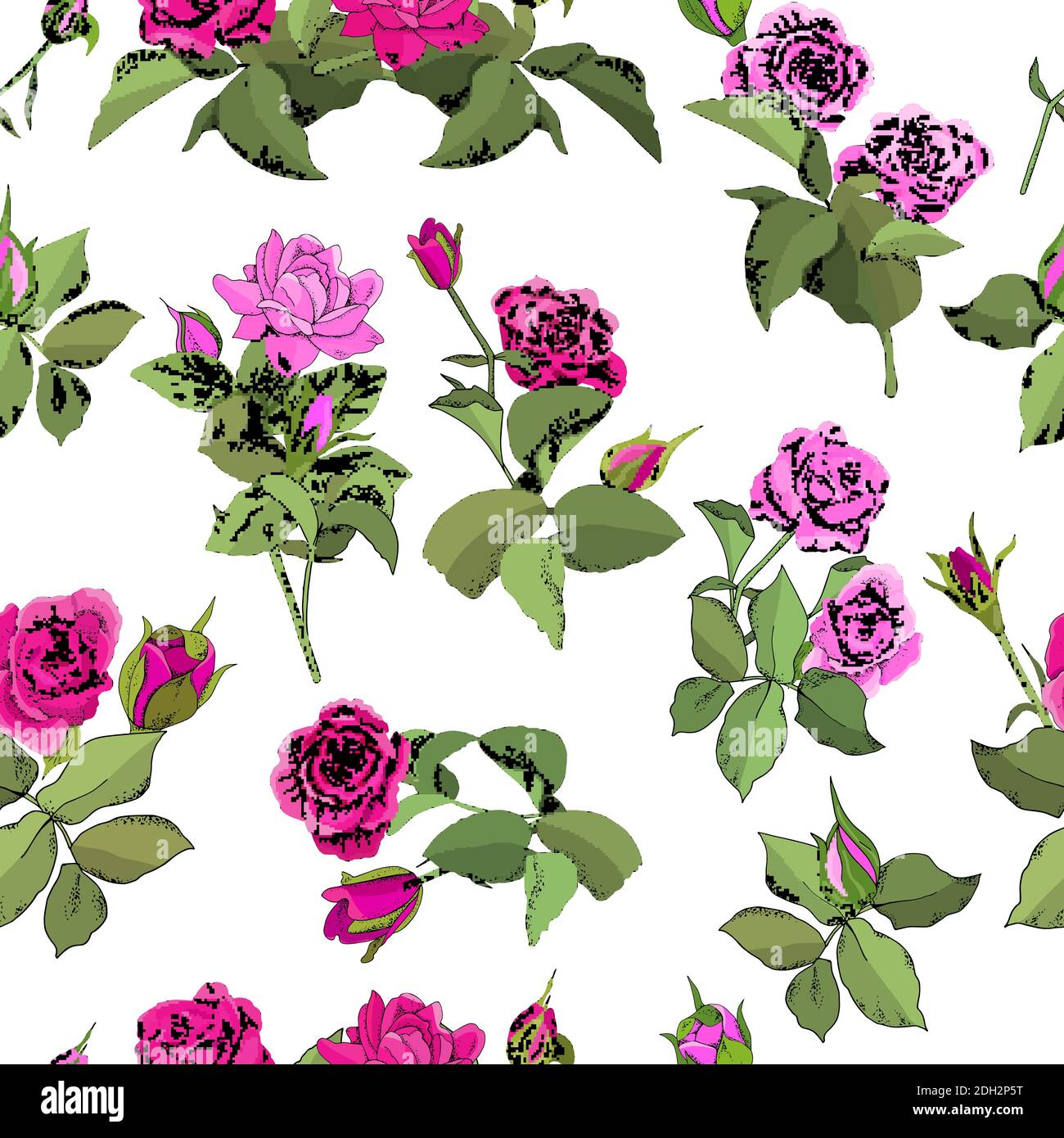 Nahtloses Rosenmuster für Stoff, Tapete, Geschenkkartons, Hintergrundkarten und Einladungen Stock Vektor