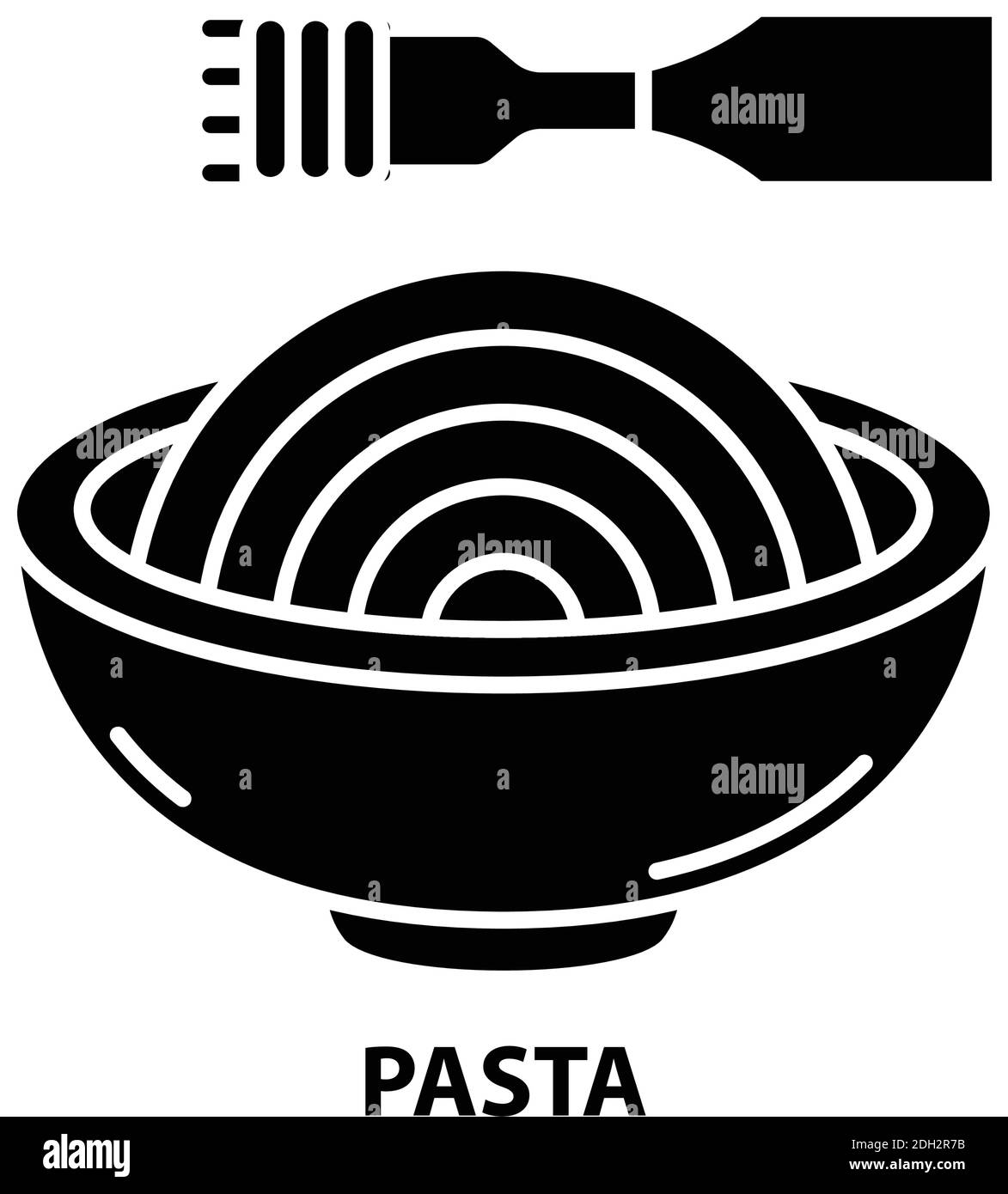 Pasta-Symbol, schwarzes Vektorzeichen mit editierbaren Striche, Konzeptdarstellung Stock Vektor