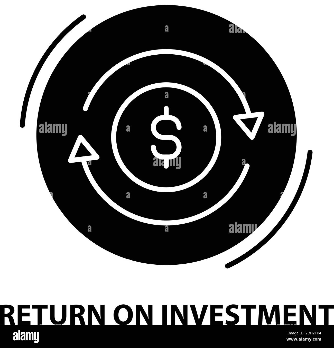 Return on Investment-Symbol, schwarzes Vektorzeichen mit editierbaren Konturen, Konzeptdarstellung Stock Vektor