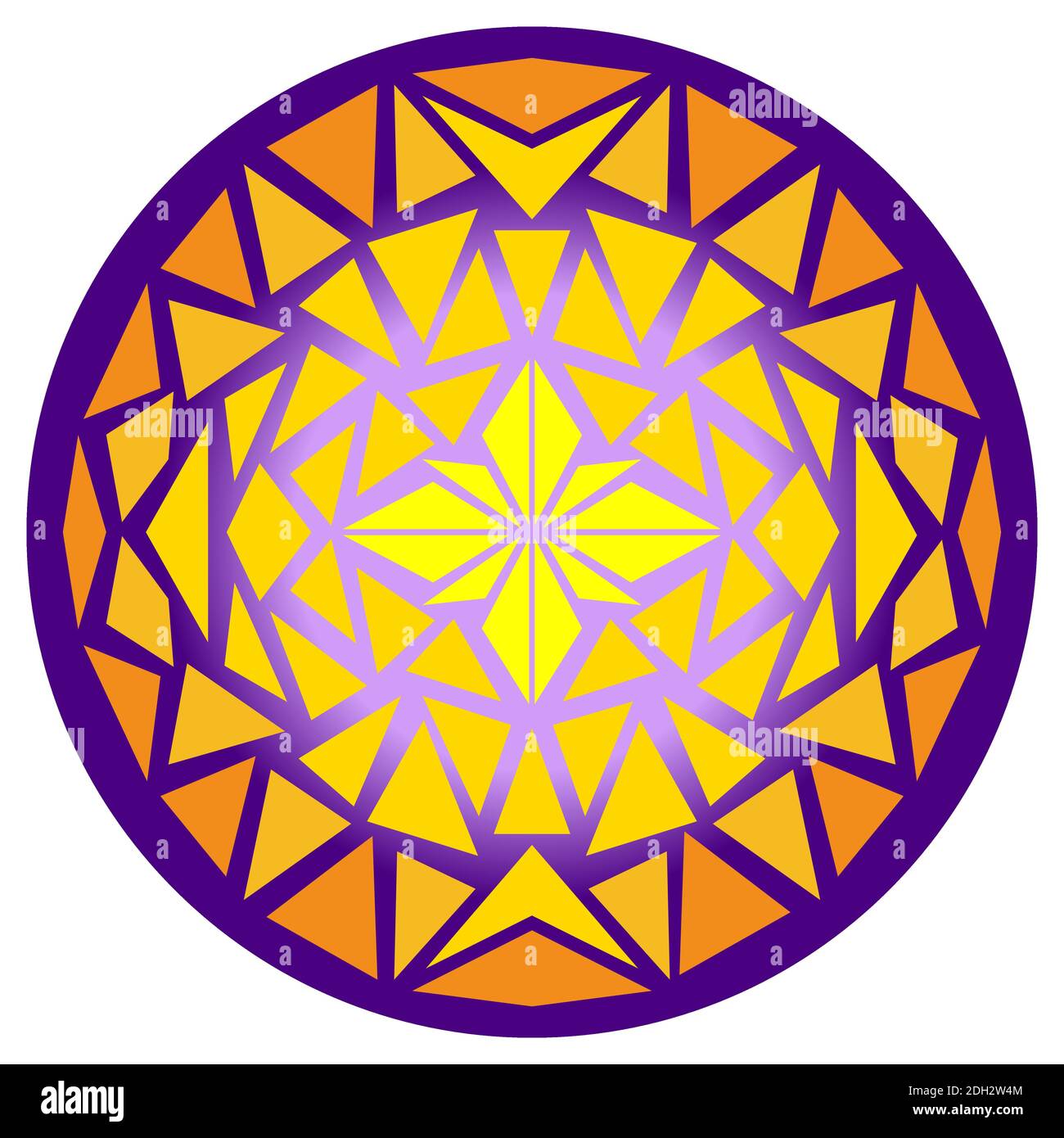 Glühender Ball. Mosaikkreis. Kaleidoskop-Muster. Isolierte Vektordarstellung auf weißem Hintergrund. Stock Vektor