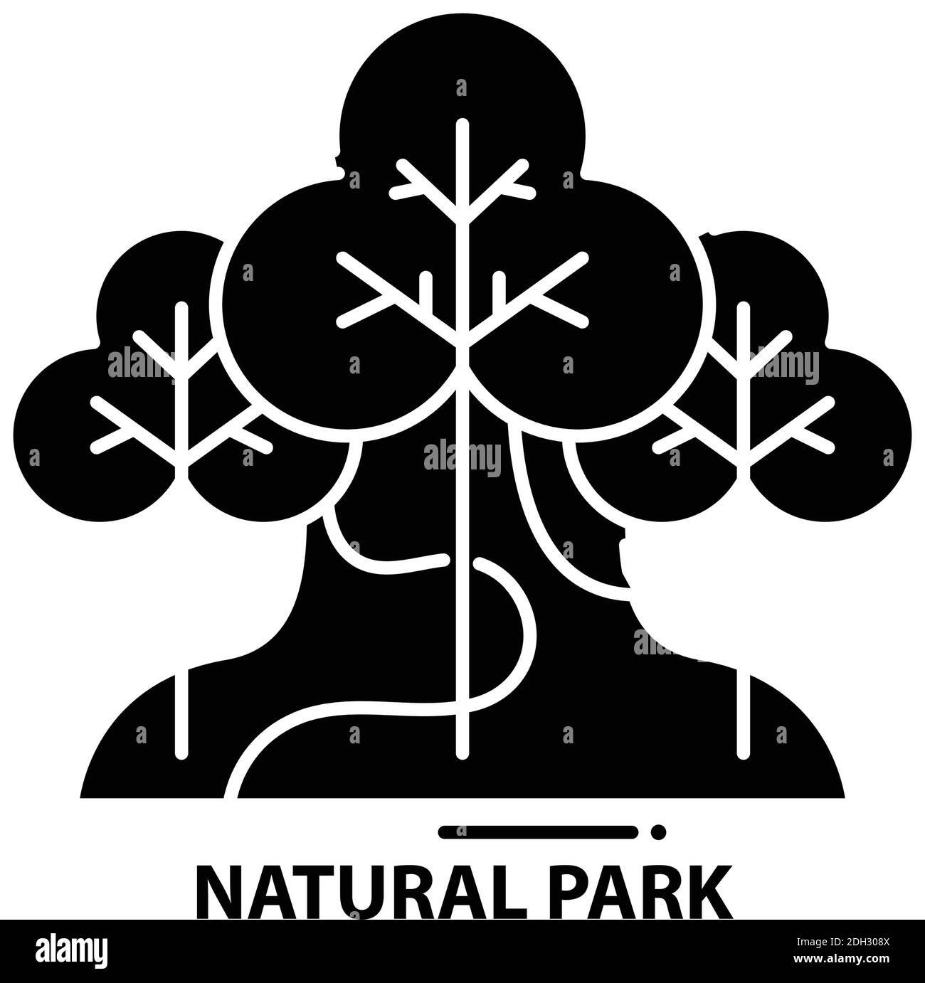 Naturparksymbol, schwarzes Vektorzeichen mit editierbaren Konturen, Konzeptdarstellung Stock Vektor