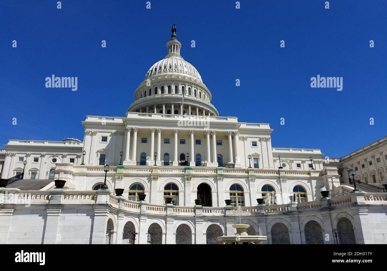 Die westliche Fassade und Kuppel des Kapitolgebäudes der Vereinigten Staaten, auf dem Capitol Hill in Washington DC, USA. Stockfoto