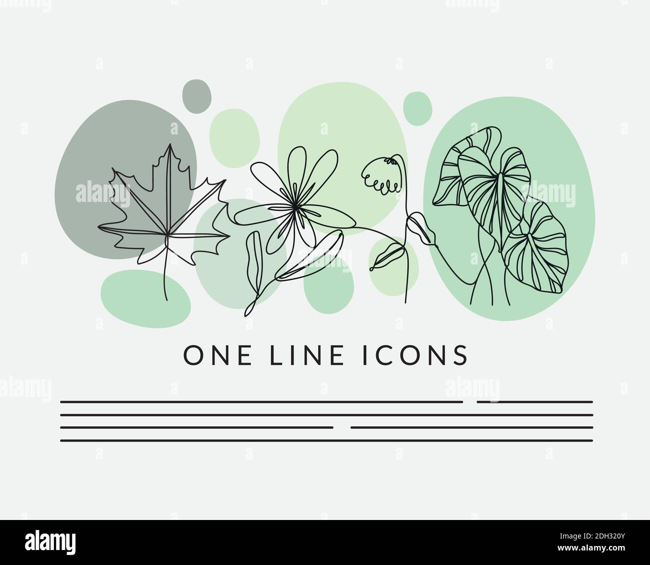 Pflanzen Natur eine Linie Stil Symbol Vektor Illustration Design Stock Vektor