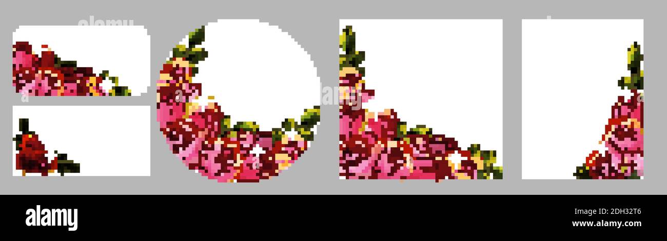 Handgezeichneter Satz von Vintage-Karten mit Blumenrose, Blätter auf weißem Hintergrund. Hochzeit Ornament Konzept. Blumenposter, Einladung. Vector dekorativer Gruß Stock Vektor
