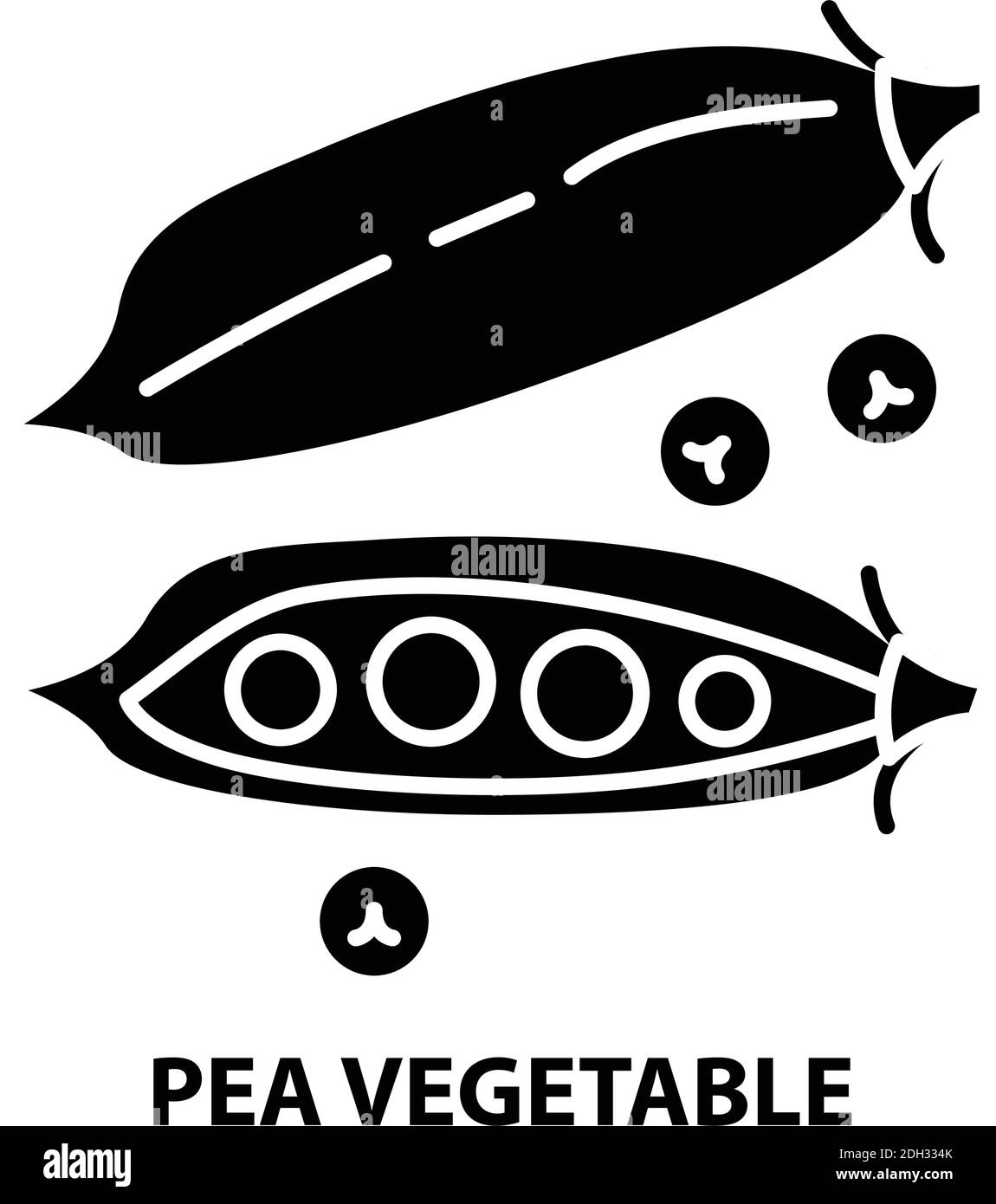 pea Vegetable Icon, schwarzes Vektorzeichen mit editierbaren Konturen, Konzeptdarstellung Stock Vektor