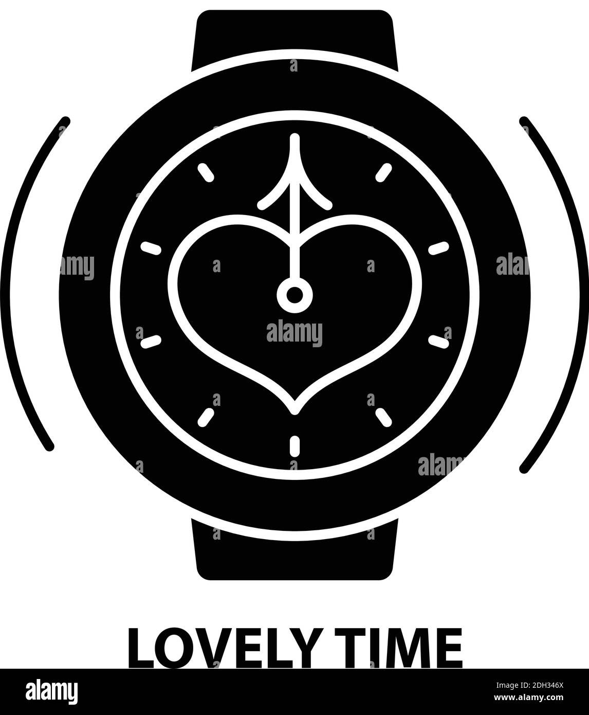 Schöne Zeit-Symbol, schwarz Vektor-Zeichen mit editierbaren Striche, Konzept Illustration Stock Vektor