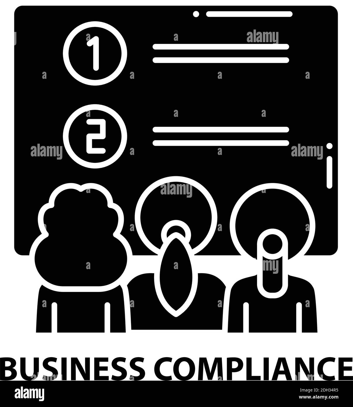 Business Compliance-Symbol, schwarzes Vektorzeichen mit editierbaren Konturen, Konzeptdarstellung Stock Vektor