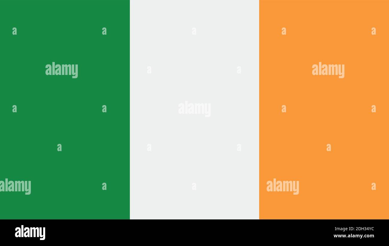 Nationale Flagge von Irland, Europäische Landesflagge. Stock Vektor