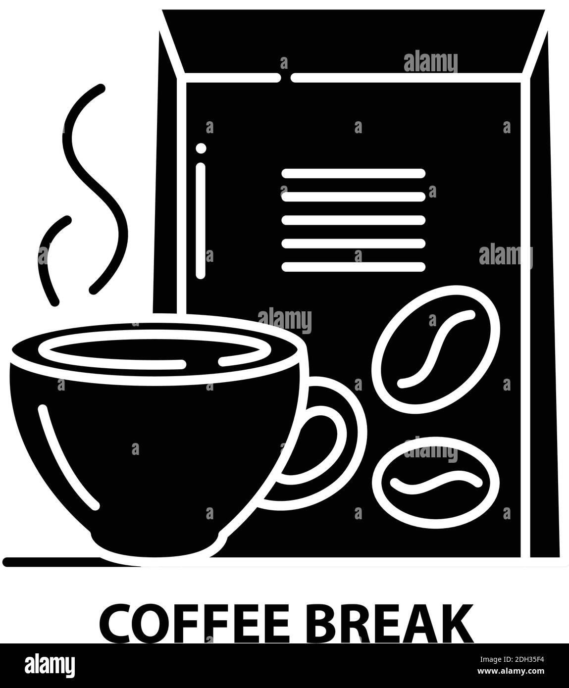 Kaffeepause-Symbol, schwarzes Vektorzeichen mit editierbaren Striche, Konzeptdarstellung Stock Vektor