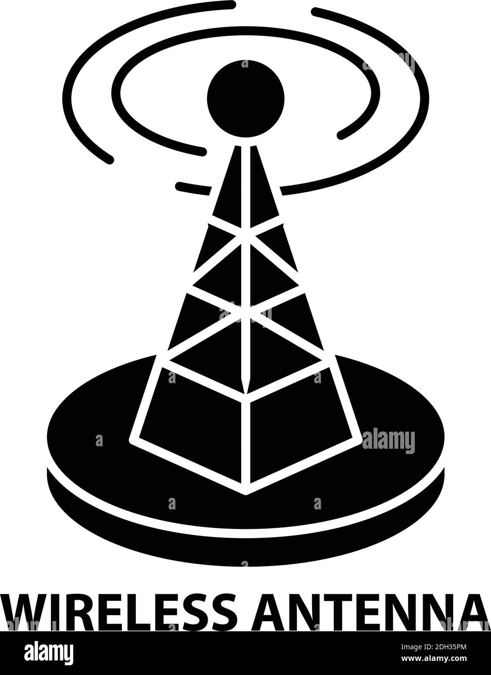 Symbol für drahtlose Antenne, schwarzes Vektorzeichen mit bearbeitbaren Striche, Konzeptdarstellung Stock Vektor