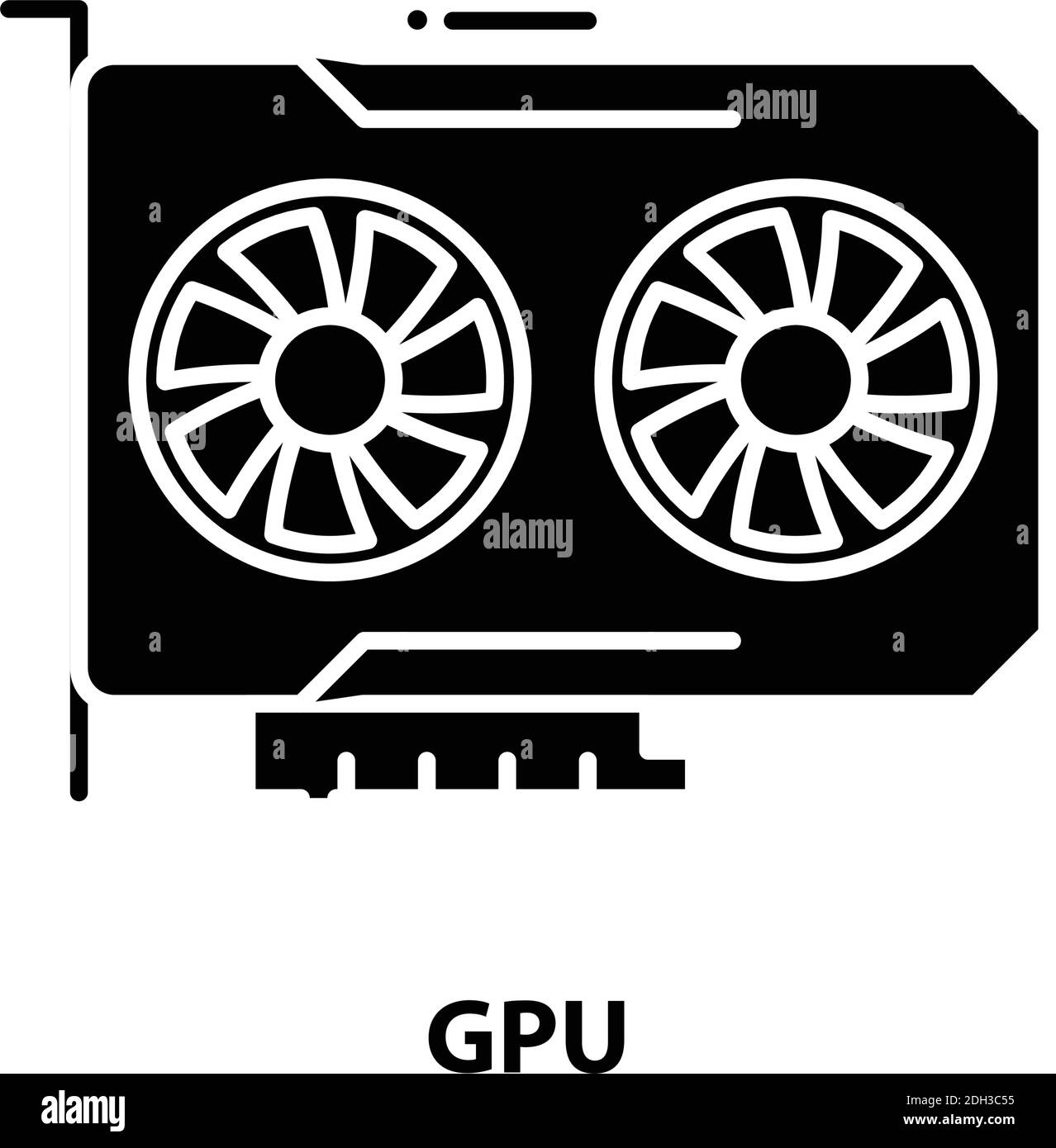 gpu-Symbol, schwarzes Vektorzeichen mit editierbaren Konturen, Konzeptdarstellung Stock Vektor